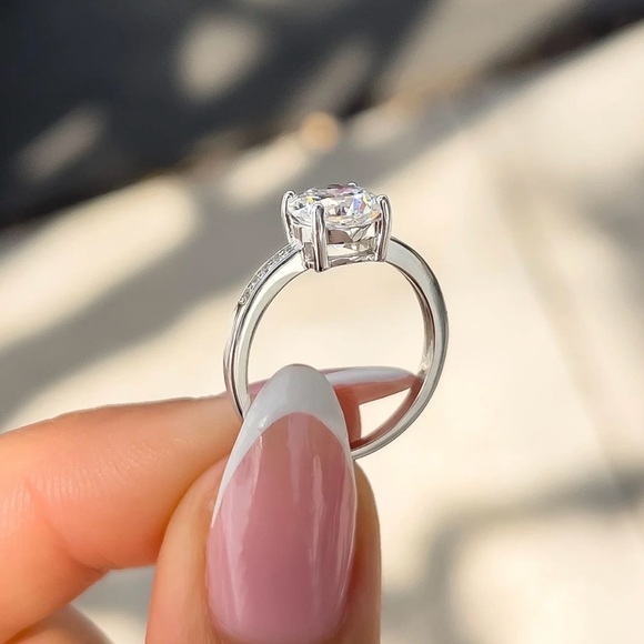 Sterling Silver Solitaire Ring & Pierced Solitaire Earring Set Sz 7 Nickel Free - Picture 7 of 9